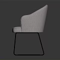 Modern Light Gray Upholstered Accent Chair with Curved Backrest and Black Metal Legs