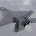 Advanced Modern Stealth Fighter Jet Flying High in Clouds With Visible Cockpit and Gray Body