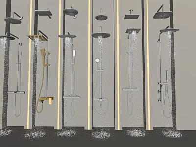 Different Modern Shower Head Designs With Various Spray Patterns And Styles 3d model