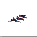 Superman Game And Movie Character In Different Poses With Blue Suit And Red Cape