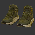 High Top Navy Blue White Shoes With Yellow Accents And Textured Soles