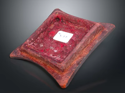 Red Square Decorative Tray With Textured Surface For Home Living Room Use 3d model