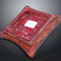 Red Square Decorative Tray With Textured Surface For Home Living Room Use
