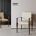 DANYI Modern Single Chair With Fabric Upholstery And Wooden Armrests