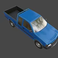 Blue Pickup Truck Exterior Design With Double Cab And Black Accents