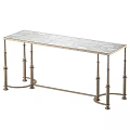 Elegant Console Table With Light Marble Top And Decorative Metal Legs