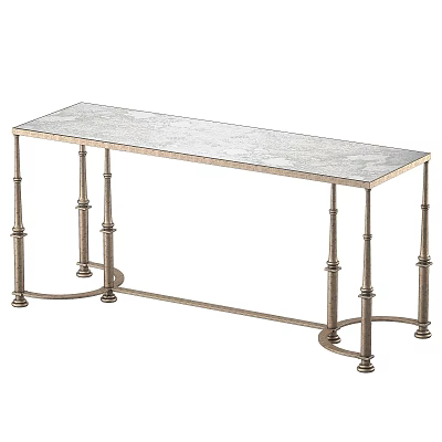 Elegant Console Table With Light Marble Top And Decorative Metal Legs 3d model