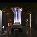 Modern SPA Sauna Room With Waterfall Feature Massage Bed And Ambient Lighting