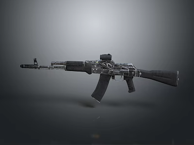 Modern Tactical Assault Rifle With Black Silver Finish And Optic Sight 3d model