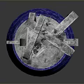 Silver Spiral Furniture Decor With Blue Circular Accents And Blue Base