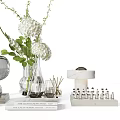 Stylish Decorative Ornament Set With Vase Flowers Candle Holders Books And Chessboard