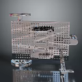 Futuristic Sci Fi Mechanical Device With Metallic Perforated Structure And Complex Components