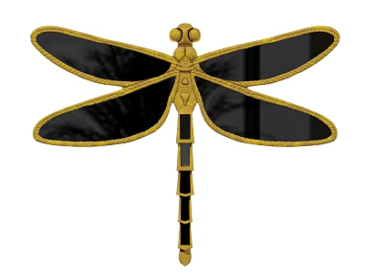 Artistic Modern Gold Black Dragonfly Wall Decor for Home Interior Design 3d model
