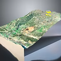Detailed 3D Terrain Model Featuring Mountainous Area Vegetation Roads And Yellow Arrow Markers