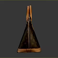 Classic Leather Handbag With Brown Beige Pattern And Structured Top Handles Design 3d model