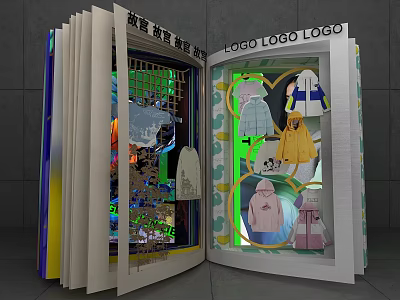 3D Pop Up Display With Educational Content Clothing Designs And Logos 3d model