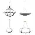 Modern White Chandeliers Design With Round Globe Cloud Shaped And Metal Frame 3d model
