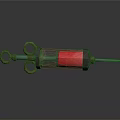 Detailed 3D Syringe Model Featuring Red Gray Metal Components And Needle