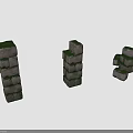 Natural Stacked Stone Formations With Green Moss In Tall And Irregular Stacks