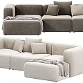 Modern Upholstered Sectional Sofa In Different Colors With Pillows And Throw Blanket 3d model