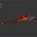 Orange and Blue Sniper Rifle with Scope Long Barrel and Modern Tactical Design