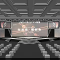 Modern Corporate Event Stage Featuring Large Screen Group Logo Audience Seats And Future Theme 3d model