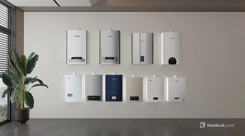 Rinnai Kitchen Gas Water Heaters With Various Styles And Color Options On Wall 3d model 