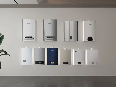Rinnai Kitchen Gas Water Heaters With Various Styles And Color Options On Wall 3d model