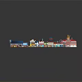 Colorful Miniature Building Blocks Architecture With Various Shops And Street Scenes
