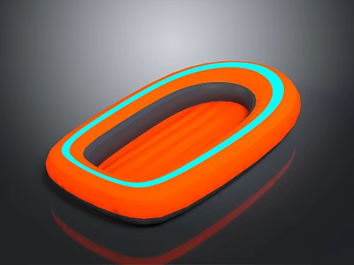 Bright Orange Inflatable Float With Blue Trim For Summer Water Recreation Use 3d model