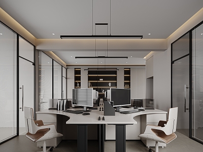 Public office area office staff office area desk combination 3d model