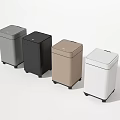 Modern Square Trash Bins with Lids in Assorted Colors for Home Use 3d model