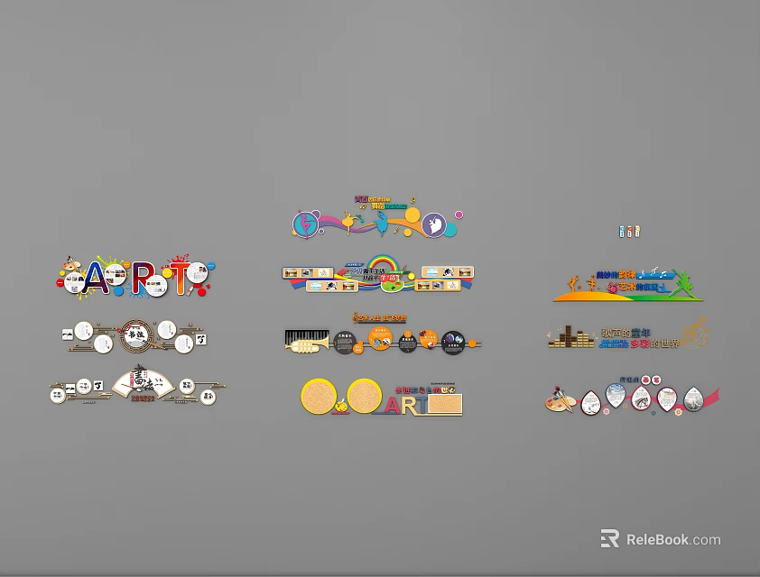 Capricorn School With Colorful Cartoon Teaching Tools And Educational Activity Props 3d model