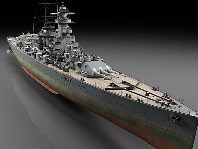 Highly Detailed 3D Model of a Naval Battleship With Armaments 3d model
