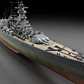 Highly Detailed 3D Model of a Naval Battleship With Armaments