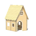 Wooden Kids Playhouse With Gable Roof Round Window And Open Door
