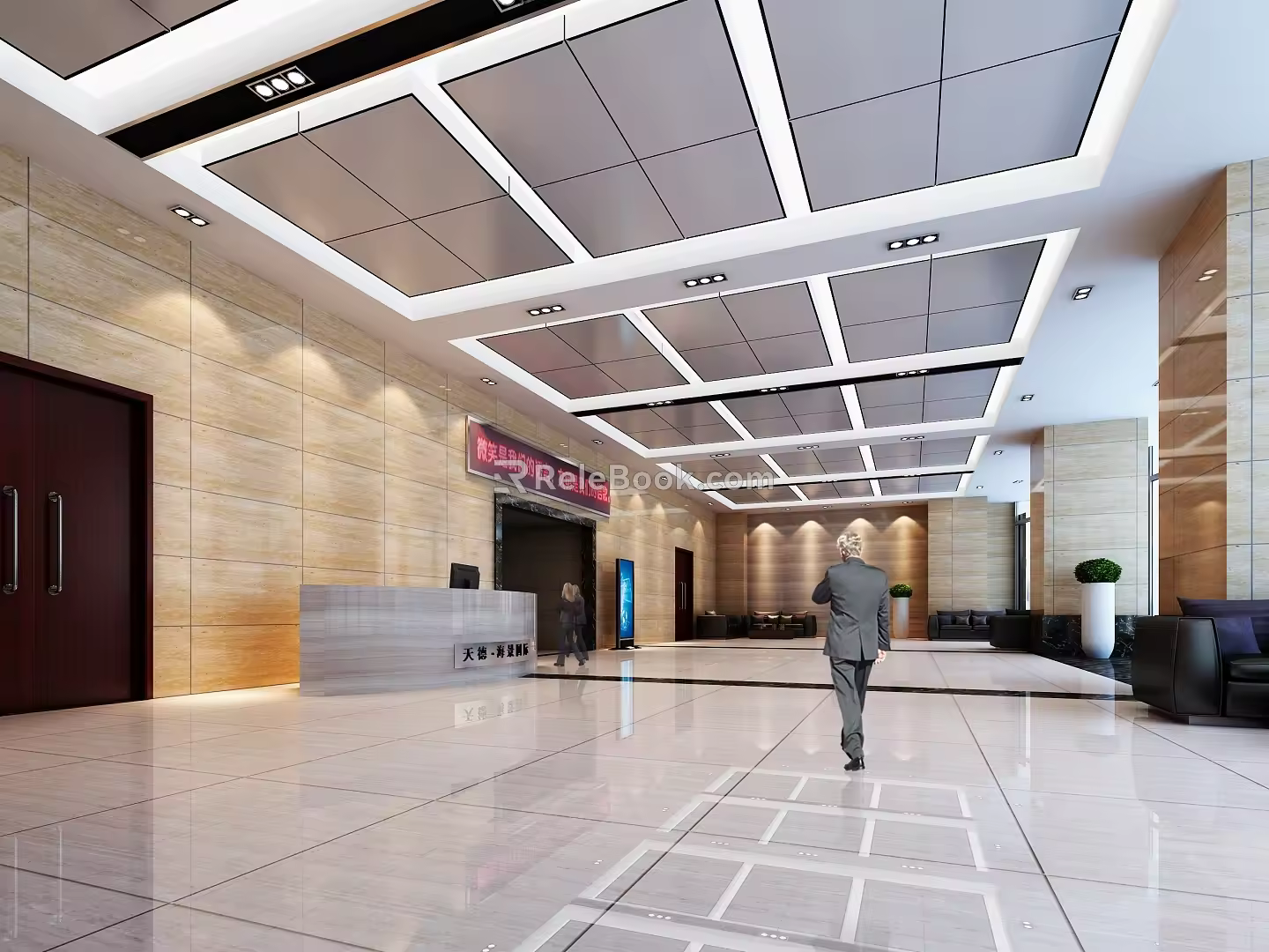 Simple Office Building Hall 3d model