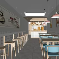 Modern snack bar steamed stuffed bun shop catering snack bar fast food restaurant breakfast shop booth dining table and chair bar table ordering table open file 3d model