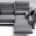 Modern Gray Black Sectional Sofa with Tufted Design Plush Cushions and Metal Legs