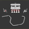 3D Model Engine Equipment With Multiple Curved Pipes And Red Valve Covers 3d model