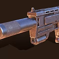 Vintage Sci Fi Weapon With Metallic Body Textured Grip And Industrial Design