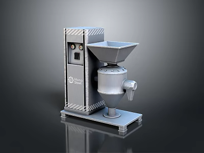 Stainless Steel Industrial Grinder Machine with Hopper Feed and Discharge Outlet 3d model