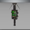 Vintage Mechanical Device With Green Digital Screen Antenna And Wheeled Base