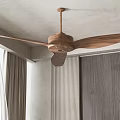 Wooden Air Conditioner Fan Ceiling Mounted In Modern Room With Minimalist Design And Neutral Tones