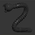 Mechanical Snake Creature With Metallic Spiral Body And Glowing Blue Tip 3d model