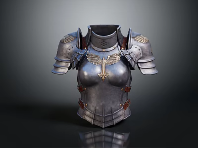 Ornate Medieval Armor Breastplate With Wing Decorations Metallic Details And Shoulder Plates 3d model