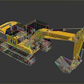 Yellow CAT Excavator Model With Black Tracks And Front Bucket
