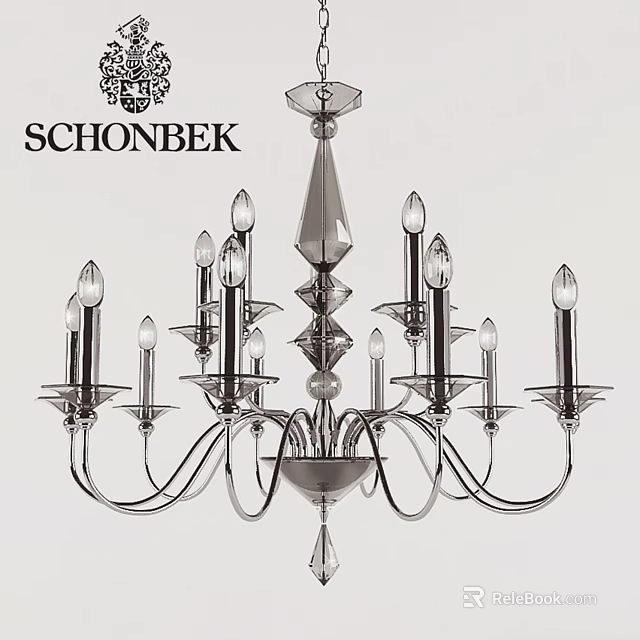 Elegant Schonbek Crystal Chandelier With Multiple Arms And Candle Style Bulbs 3d model 
