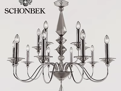 Elegant Schonbek Crystal Chandelier With Multiple Arms And Candle Style Bulbs 3d model