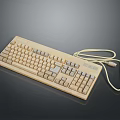 Vintage Beige Wired Computer Keyboard With Classic Key Design And Layout